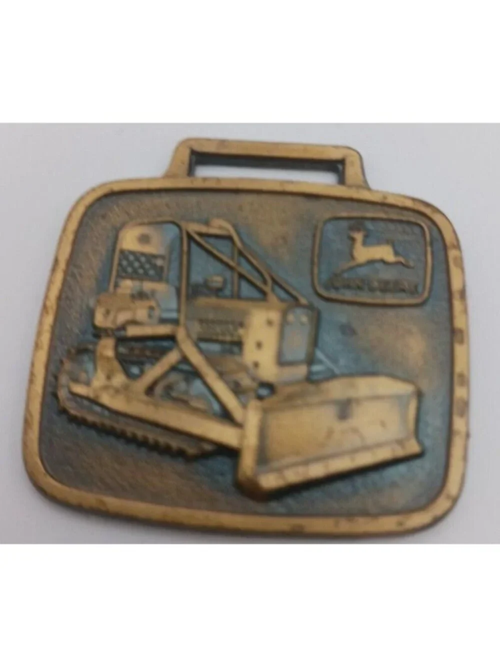 John Deere JD450B Bulldozer Watch Fob Brass Tractor Grader Vintage Moline #G-8